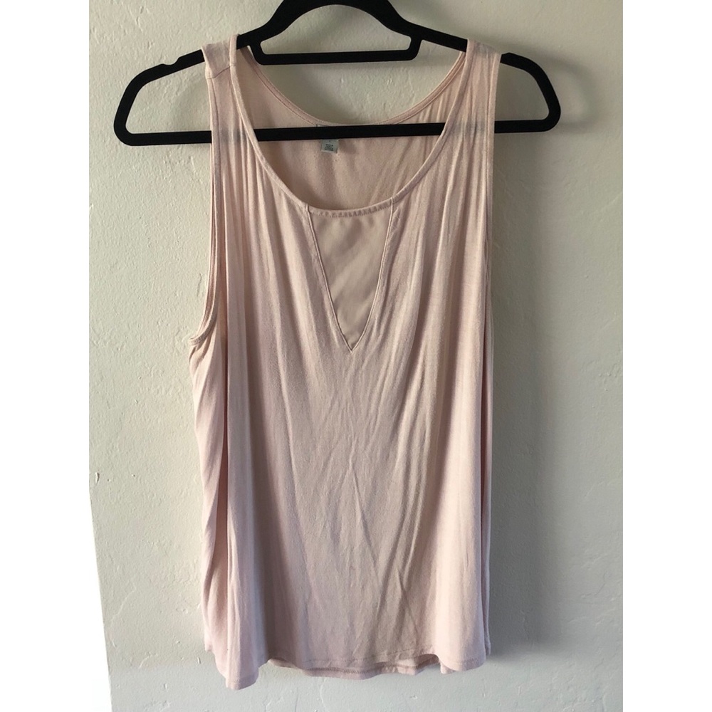 Halogen blush cotton tank with mesh v